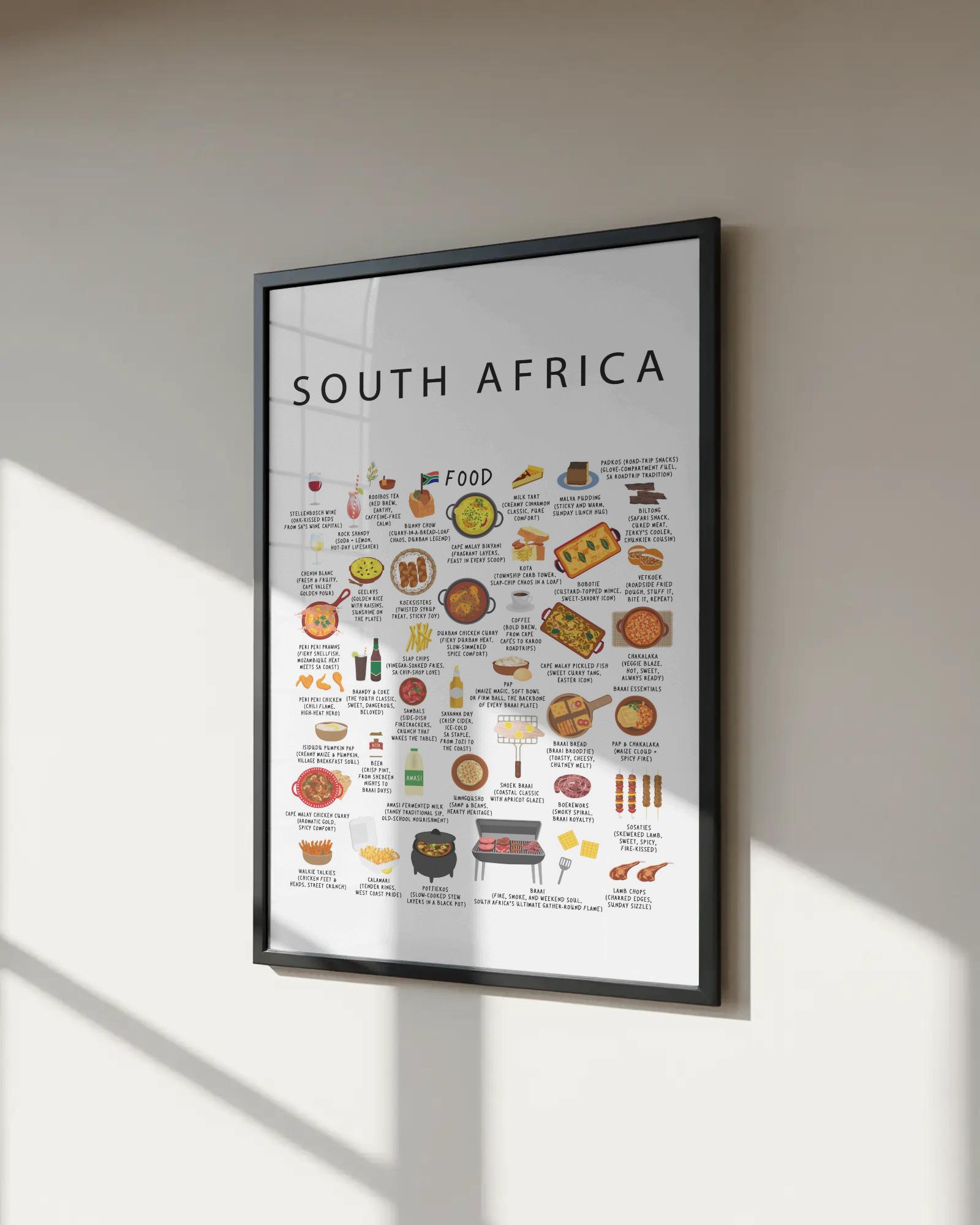 South Africa Food Poster White – Traditional Street Food Wall Art, Kitchen  Decor Print - Etsy