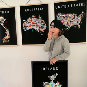Poster dell'Irlanda / Carta / Educativo / 50 x 70 cm / Bambini / Mappa del mondo / Cameretta dei bambini / Viaggio / Decorazione murale per sala giochi / Dublino