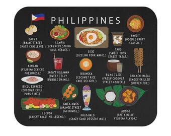 Philippines Food Mouse Pad | Filipino Cuisine Desk Mat | Philippine Food Illustration | Culture Gift