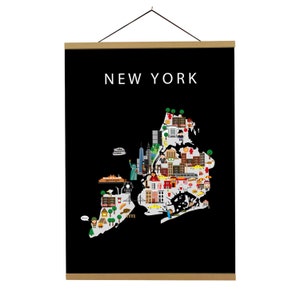 Poster di New York / Carta / Educativo / 50 x 70 cm / Bambini / Mappa del mondo / Stanza dell'asilo nido / Viaggi / Decorazione murale della sala giochi