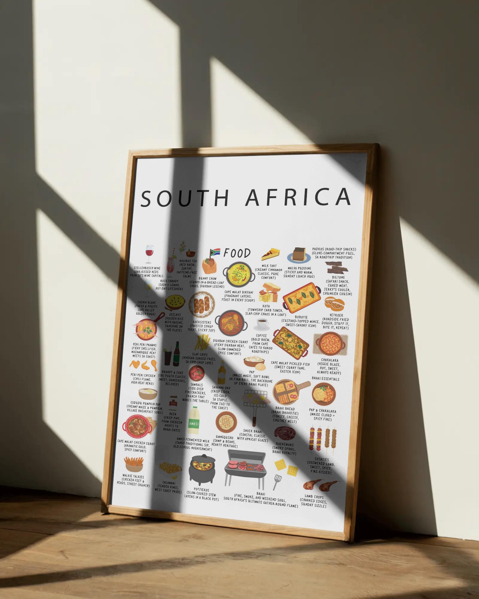 South Africa Food Poster White – Traditional Street Food Wall Art, Kitchen  Decor Print - Etsy