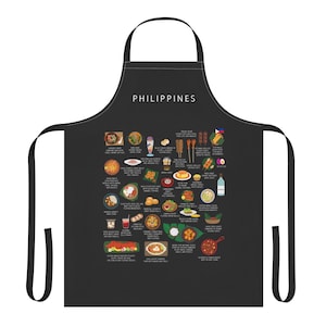Philippines Food Apron | Filipino Cuisine | Adobo Sinigang Lechon | Pinoy Cooking Gift | Manila Kitchen Apron