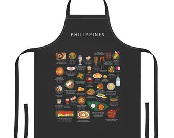 Philippines Food Apron | Filipino Cuisine | Adobo Sinigang Lechon | Pinoy Cooking Gift | Manila Kitchen Apron