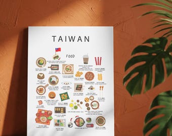 Taiwan Food Poster – Taiwanese Street Food Wall Art Print, Kitchen Decor
