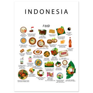 Indonesian Food Art Print: Authentic Cuisine Poster, Expat Kitchen Decor