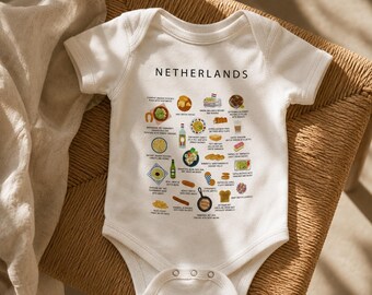 Netherlands Organic  Cotton Baby Onesie – Little Stroopwafel Boss Bodysuit – Dutch Food Baby Outfit