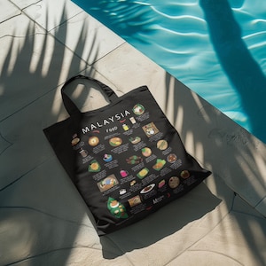 Malaysia Food Tote Bag | Nasi Lemak Satay Laksa Roti Canai | Malaysian Food Gift