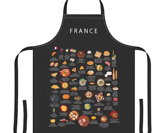 French Food Apron: Parisian Cuisine, Wine & Cheese