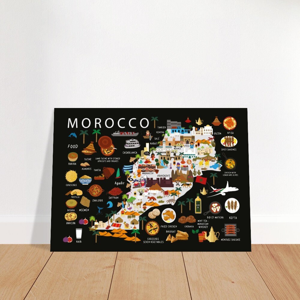 Kids Poster Morocco | Paper | Educational | World map | Travel | Wall decor