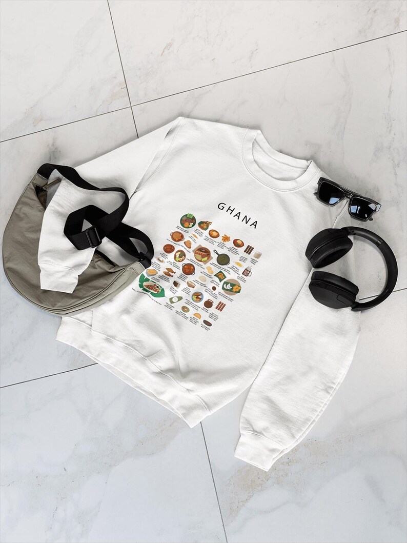 Ghanaian Food Sweatshirt: Jollof Rice, Fufu & Kelewele Design - Etsy
