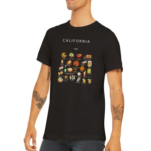 California Food | Premium Uniseks T-Shirt | rundhals | Küchen | Reise | Wanddeko | Küche | Usa