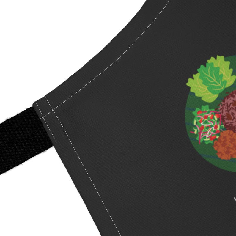 Ghana Food Apron featuring colorful illustrations of Jollof Rice, Kelewele, Fufu, Grilled Tilapia, Groundnut Soup, and Sobolo. Vibrant West African cuisine apron celebrating Ghana’s bold flavors and rich culture. Made from durable polyester canvas, perfect for home cooks and African food lovers. Ideal gift for foodies and travelers inspired by Ghanaian street food.