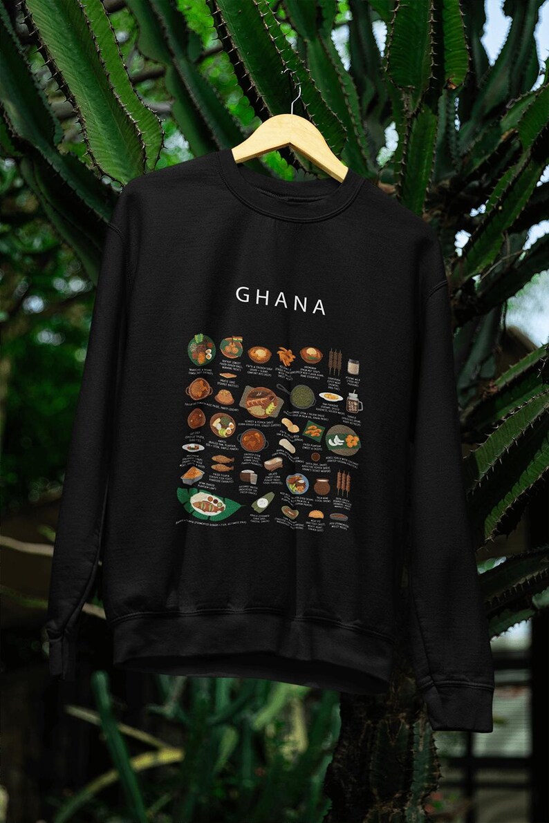 Ghanaian Food Sweatshirt: Jollof Rice, Fufu & Kelewele Design - Etsy