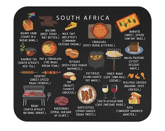 South Africa Food Mouse Pad | African Cuisine Desk Mat | Culture Illustration