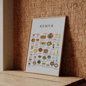 Poster sul cibo keniota – Stampa artistica da parete sul cibo di strada keniota, decorazione africana per la cucina.