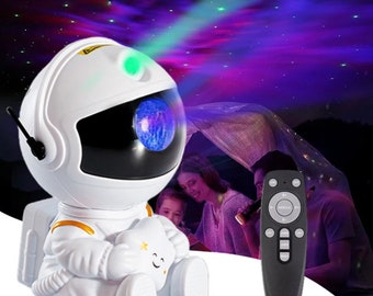 Astronaute Galaxy Projecteur Ciel étoilé Veilleuse, Avec Nébuleuses, Minuterie et Télécommande, Chambre à Coucher Lampe Plafond，Cadeaux.