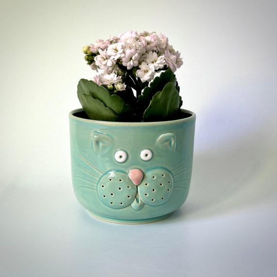 Handmade Ceramic Flower Pot / Planter mint Cat. Etsy