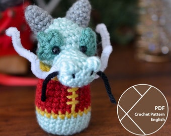 Maannieuwjaar Dragon haakpatroon, Zodiac Amigurumi, Jaar van de Draak, PDF voor onmiddellijke download