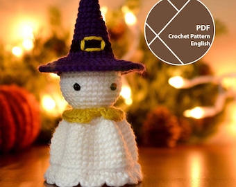 Halloween Ghost Crochet Pattern, No Sew Ghost Amigurumi, PDF for instant download