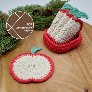 Apple Slices Coaster Set Crochet Pattern, PDF for instant download