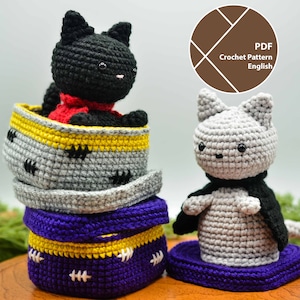 Cat and Box Crochet Pattern Bundle, Amigurumi Pattern, PDF for instant download