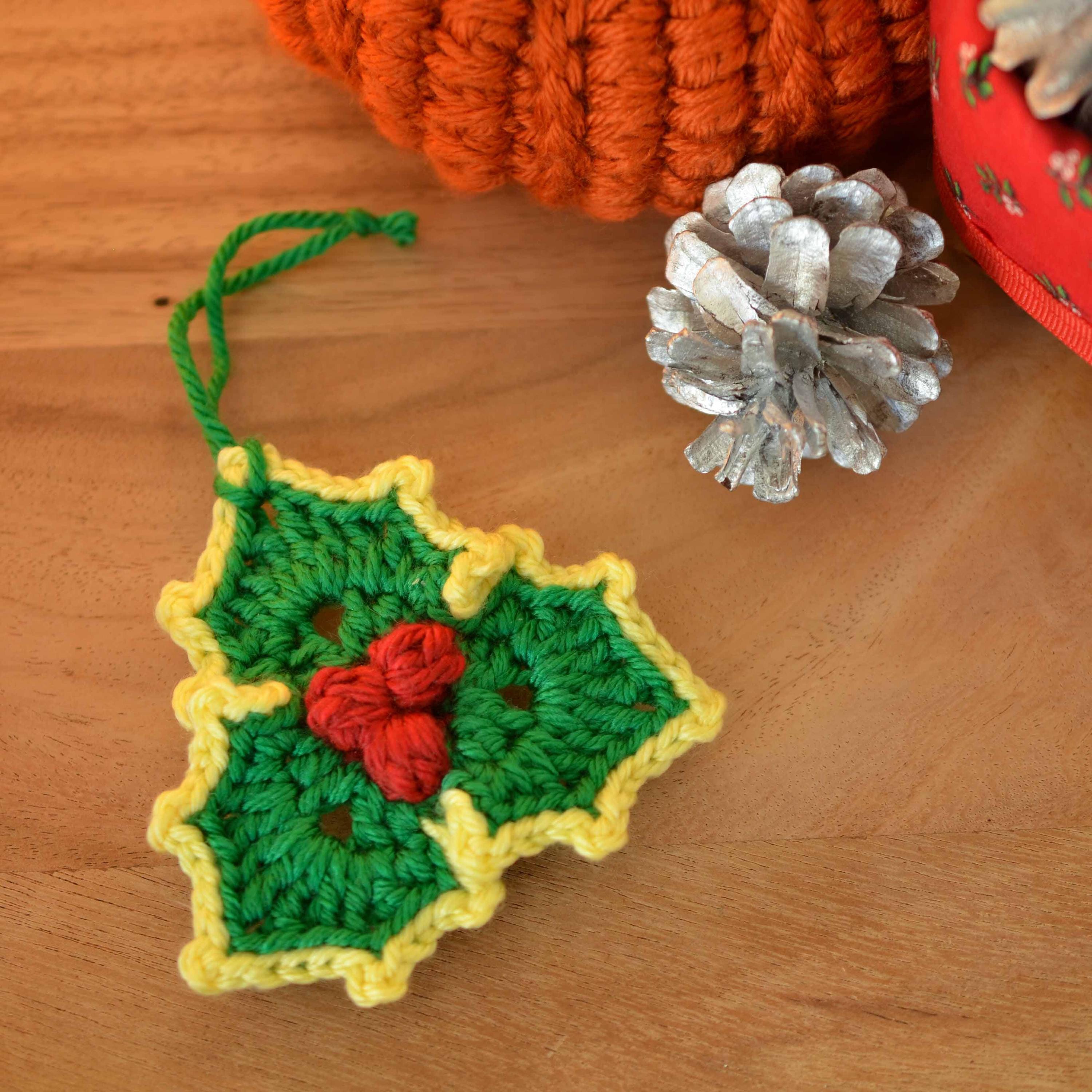Holly Leaf With Berries Crochet Pattern, Holiday Ornament, PDF for ...
