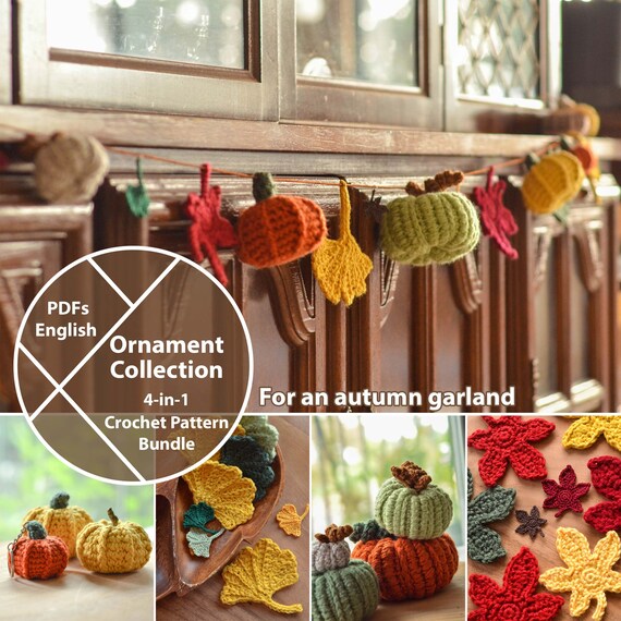 Fall Crochet Pattern Bundle: Autumn Garland Ornaments (PDFs)