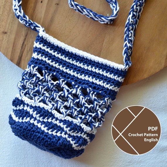 Crossbody Bottle Holder Crochet Pattern, Ocean Themed Bag, PDF for instant download