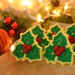Holly Leaf With Berries Crochet Pattern, Holiday Ornament, PDF for ...