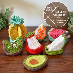 Fruit Coaster Set Crochet Pattern Bundle, 7-in-1 Summer Coaster Patterns, PDFs for Instant Download