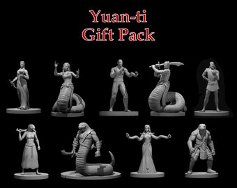 Yuan-ti Serpent People Gift Pack, Full set 3D Printed Tough Resin, Primed to Order