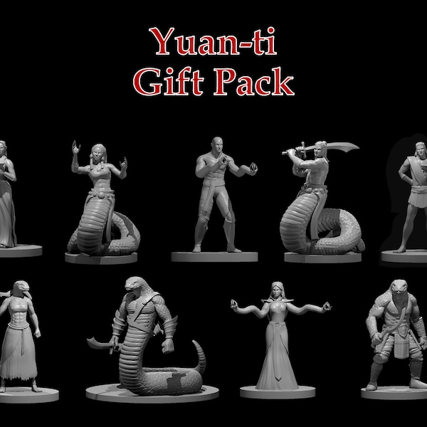 Yuan-ti Serpent People Gift Pack, Full set 3D Printed Tough Resin, Primed to Order