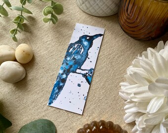 Raven Bookmark, Watercolour Wildlife Art, Perfect for Book Lovers, Corvid Bird Lover Gift, Nature Page Marker, Mystical Animal Art, Magic