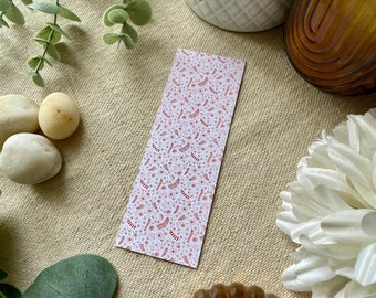 Floral Bookmark, Red Wildflower Line Art, Perfect for Book Lovers, Nature Gift Idea, Cute Plants Page Marker, Ferns