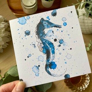 Seahorse Watercolour Greetings Card, Hand-Painted Sea-Life Art Card for Birthdays, Beautiful Nature-Inspired Gift, Marine Life Art