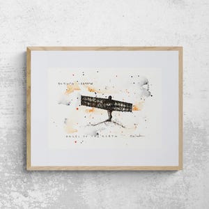 Angel of the North Giclee Print | Watercolour & Ink Art | Newcastle upon Tyne Landmark Decor | UK Art Print