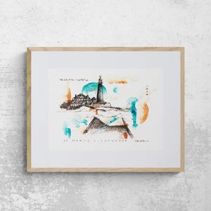 St Mary’s Lighthouse Giclee Print, Northumberland Beach View Art, UK Landmark Coordinates, Coastal Wall Decor, Home & Office Decoration
