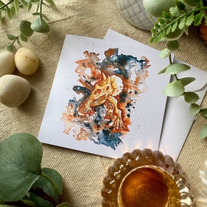 Triceratops aquarel wenskaart, handgeschilderde dino-kunstkaart voor verjaardagen, prachtig op de natuur geïnspireerd cadeau, dinosaurusschilderij