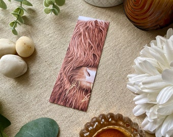 Highland Coo Bookmark, Watercolour Wildlife Art, Perfect for Book Lovers, Animal Lover Gift, Nature Page Marker Art, Farm Life