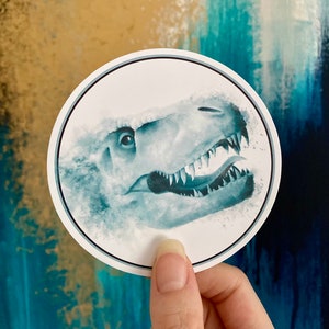 Pegatina de acuarela de T Rex, grande, vinilo para botella de agua, dinosaurio, pegatina para portátil, vinilo resistente al agua