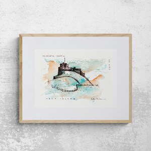 Holy Island Giclee Print, Northumberland Beach View Art, UK Landmark Coordinates, Coastal Wall Decor, Home & Office Decoration, Lindisfarne