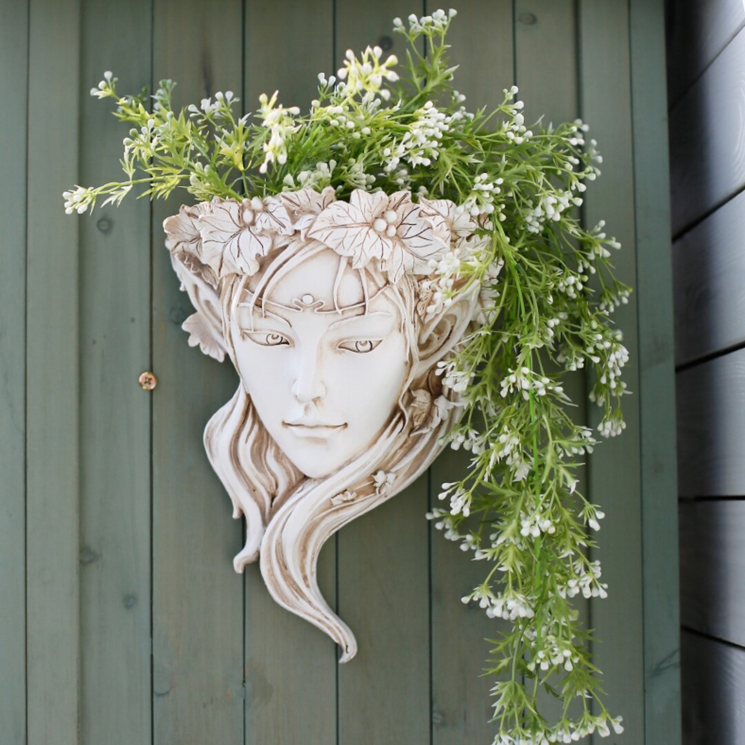 Decor Home Goddess Face Planter Flower Pots Outdoor, Head Hanging Wall