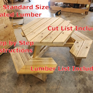 Hexagon Picnic Table Plans – DIY 6-Person Outdoor Furniture (Digital Download)