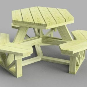 Hexagon Picnic Table Plans – DIY 6-person Outdoor Furniture (digital ...