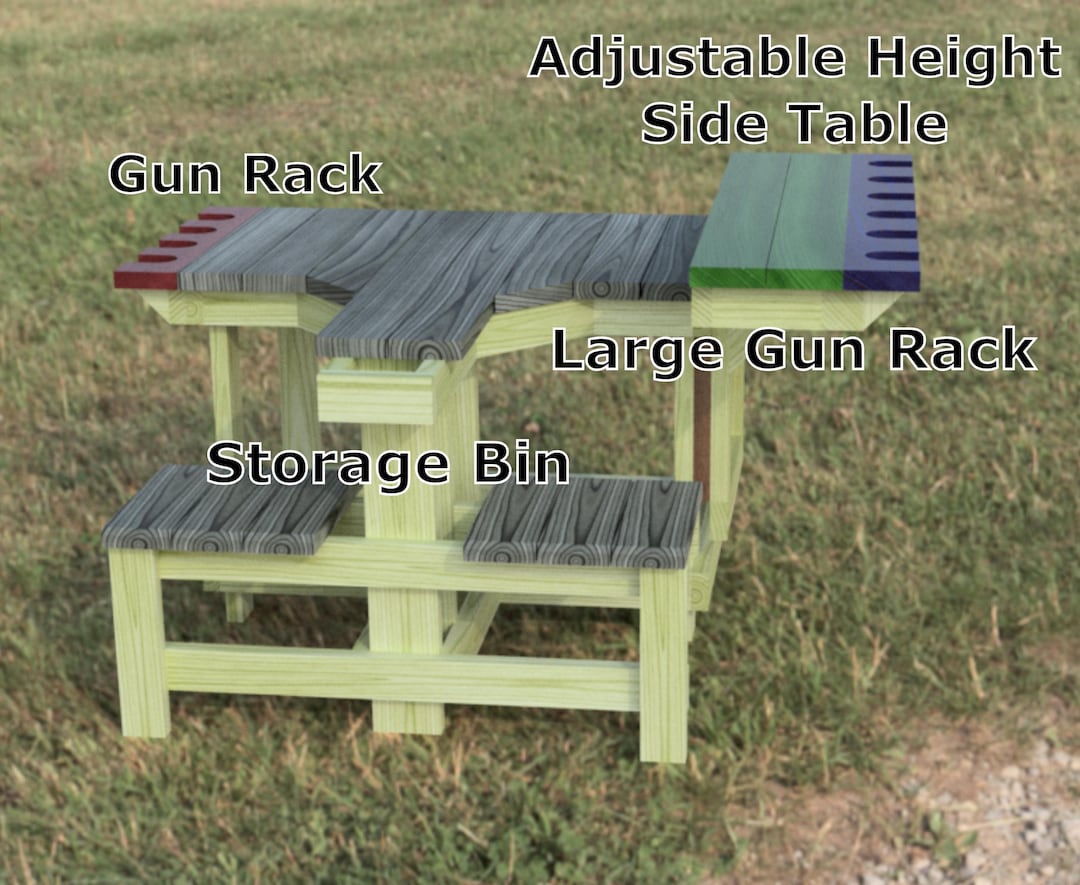 Dual Shooting Bench Plans, Adjustable Height Side Table, Gun Racks ...