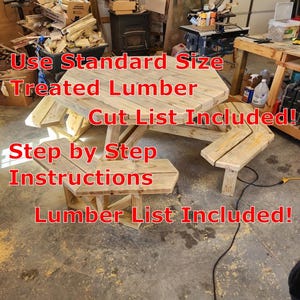 Octagon Picnic Table Plans – DIY Lumber Cut List, Step-by-Step Directions