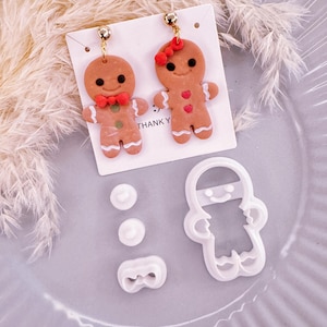 4pcs Gingerbread Man Clay Cutter | Christmas Clay Cutters | Winter Clay Cutters | Clay Earring Cutters | Polymer Clay Tools | Jewelry Making