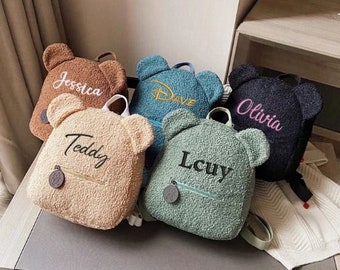Customised /Blank Embroidered Teddy Bear Kids Backpack Birthday Gift Nursery BackPack Nursery Gift for Kids Name Tag Bag