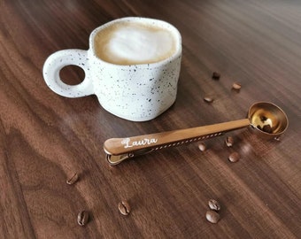 Coffee Spoon Sealing Clip 2 in 1 Kitchen Gold Accessories Stainless Steel Coffee Spoon - Personalized for Name or Occasion