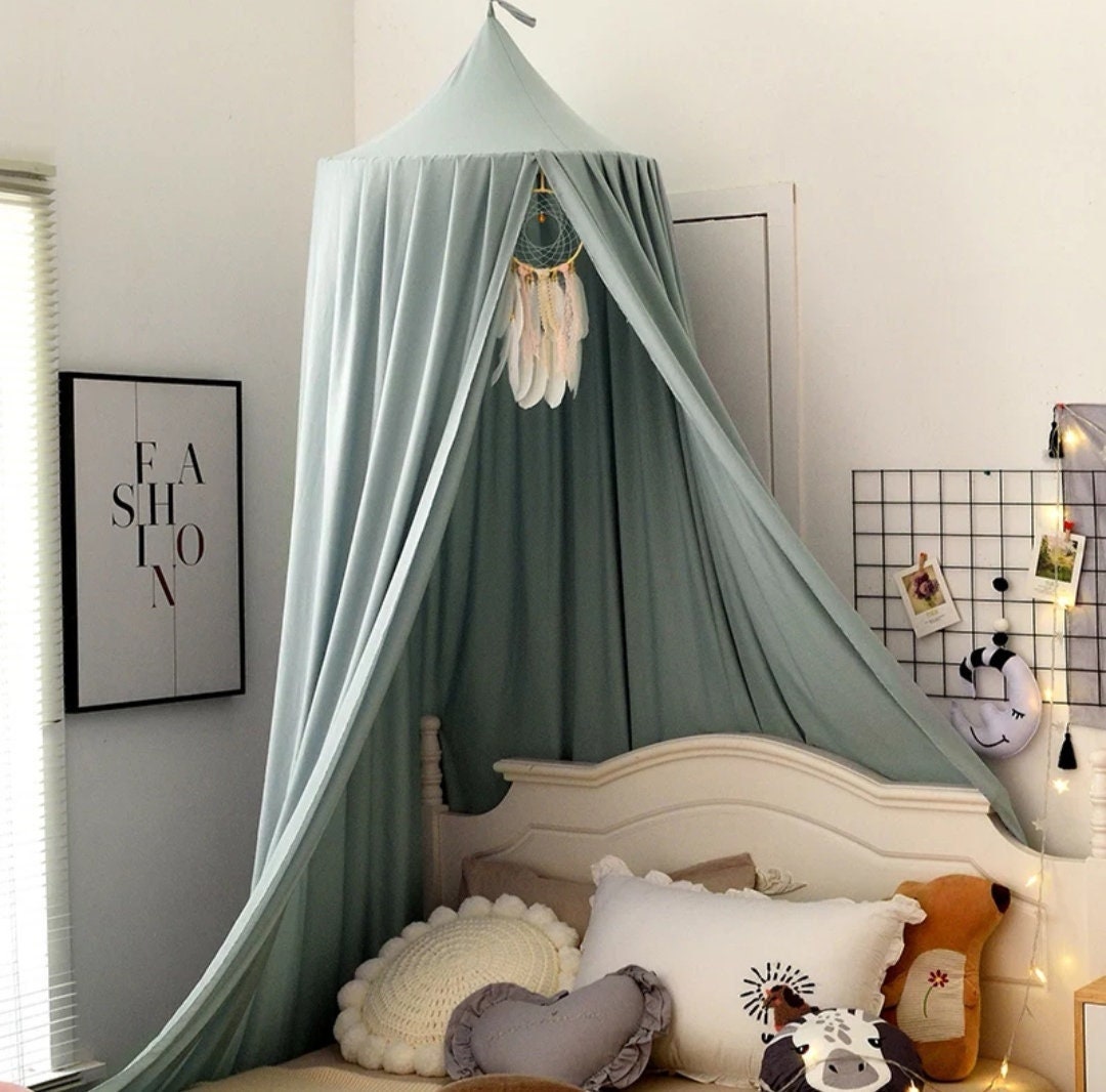 Pericross® letto a baldacchino per il bambino la lettura Kids Play Tende Cotone Lino Altezza 220 centimetri rosa 